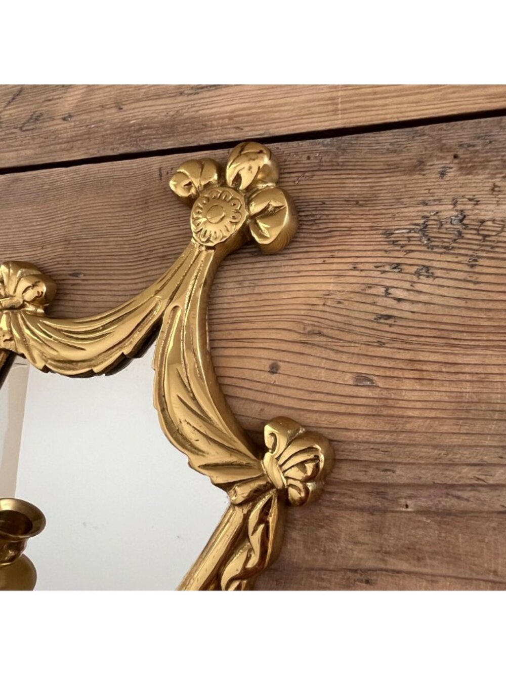 Vintage Style Brass Mirrored Wall Sconces Polished Finish Set of 2 - Picture 3 of 7